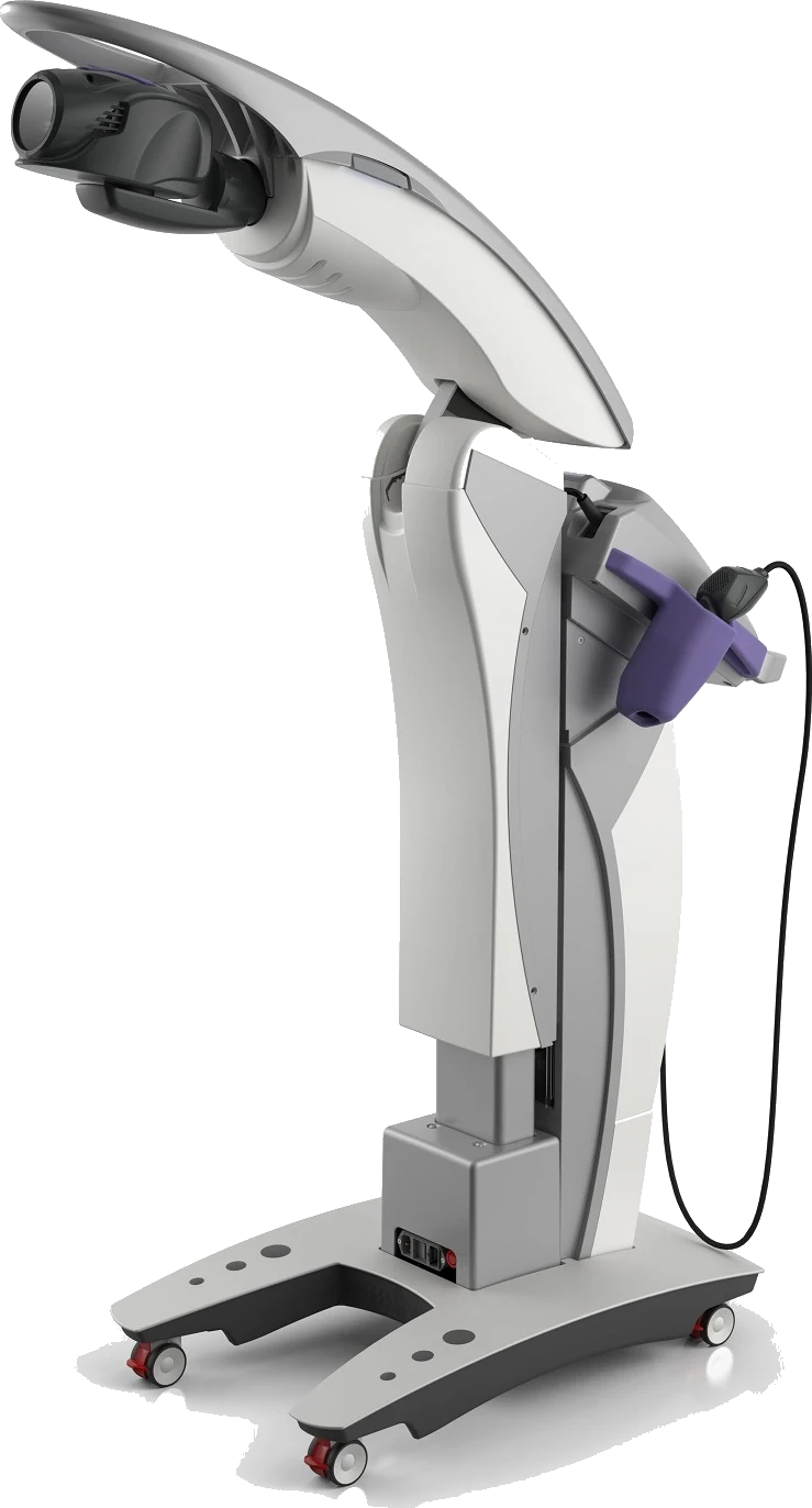 The MLS laser by CE Lasers — a therapeutic laser on an articulated arm and mobile stand.